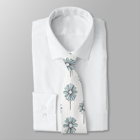 Cravate Pastel Daisy Dessin au Trait Rayure (Attaché)
