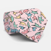 Cravate Pastel Feuille rose (Roulé)