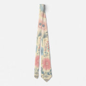 Cravate Pastel Floral rose & bleu sur jaune clair (Dos)
