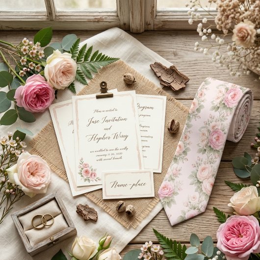 Cravate Pastel Florals Ivory Watercolor Pattern