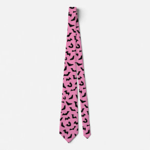 Cravate Pastel goth chauve-souris rose motif halloween