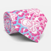 Cravate Pastel Goth Pink Blue Leopard Print Jolly Roger (Roulé)