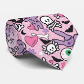 Cravate Pastel Goth Rockabilly Bunny Éffrayant (Roulé)