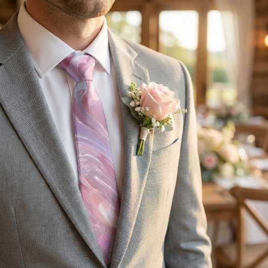 Cravate Pastel Marble Swirl - Pink Purple Blue Abstract