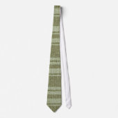 Cravate Pastel Muted Green Stripes Linen Burlap Texture (Devant)