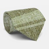 Cravate Pastel Muted Green Stripes Linen Burlap Texture (Roulé)