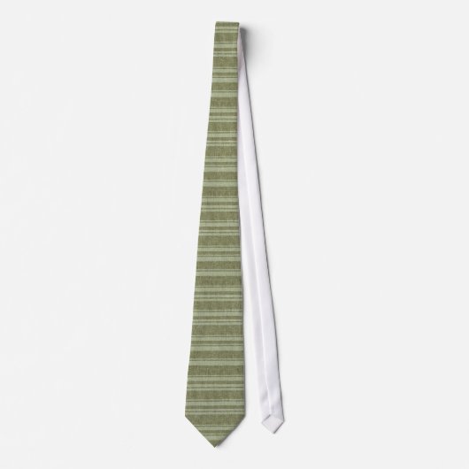 Cravate Pastel Muted Green Stripes Linen Burlap Texture 2a (Devant)