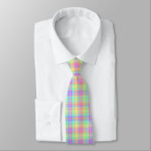 Cravate Pastel Plaid Hommes Jaune Bleu Vert Violet (Attaché)