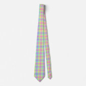 Cravate Pastel Plaid Hommes Jaune Bleu Vert Violet (Devant)