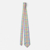 Cravate Pastel Plaid Hommes Jaune Bleu Vert Violet (Dos)