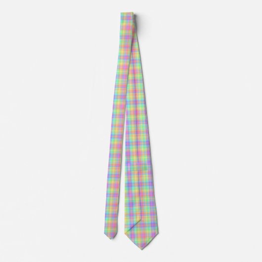 Cravate Pastel Plaid Hommes Jaune Bleu Vert Violet (Dos)