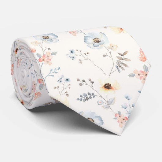 Cravate Pastel Poppy Floral Garden Motif (Roulé)