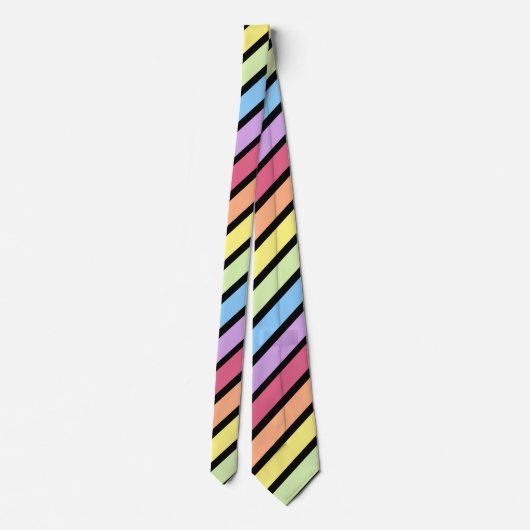 Cravate Pastel Rainbow Black Diagonal Stripe Neck Tie (Dos)
