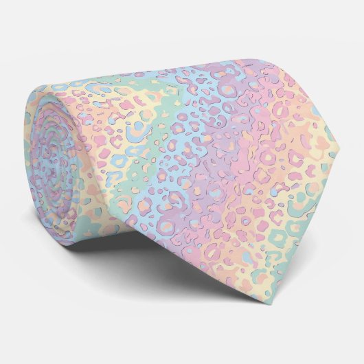 Cravate Pastel Rainbow Leopard Print Neck Tie (Roulé)