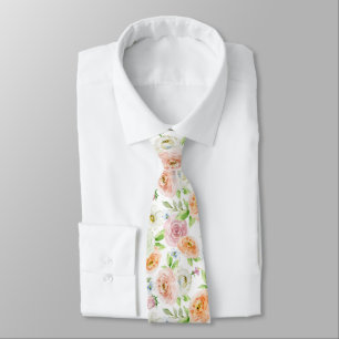 Cravate Pastel Romantic Motif Rose