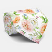 Cravate Pastel Romantic Motif Rose (Roulé)