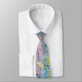 Cravate Pastel Rose Bleu Jaune Texturé Moderne Abstrait (Attaché)