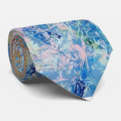 Cravate Pastel Rose Bleu Jaune Texturé Moderne Abstrait (Roulé)