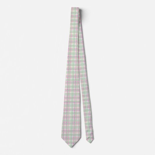 Cravate Pastel Rose Et Vert Tartan Plaid En vichy Motif (Devant)