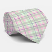 Cravate Pastel Rose Et Vert Tartan Plaid En vichy Motif (Roulé)