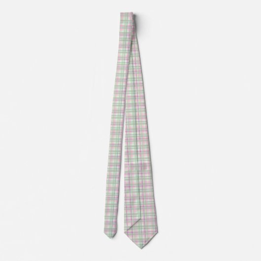 Cravate Pastel Rose Et Vert Tartan Plaid En vichy Motif (Dos)