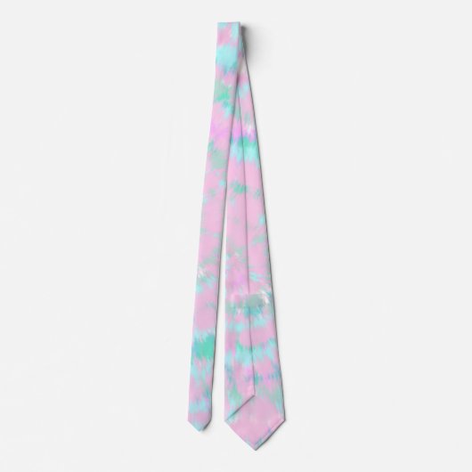 Cravate Pastel Tie Dye Motif Pink Aqua Mint Green (Dos)