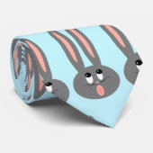 Cravate Pastel Turquoise Grey Bunny Pâques Motif Mens (Roulé)