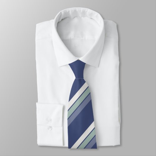 Cravate Pastel Vert Glas de Mer Violet Blanc Rayures sur B (Attaché)