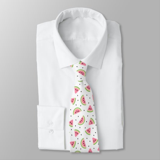 Cravate Pastèque rose, Graines de pastèque, Motif d'été (Attaché)