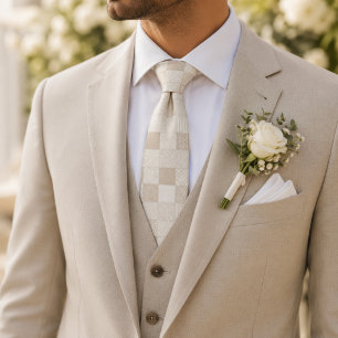 Cravate patchwork beige champagne