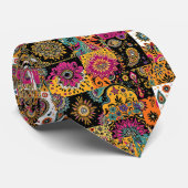 Cravate Patchwork bohème Mandala et Motif Paisley (Roulé)