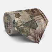 Cravate Patchwork Botanique Rustique Vintage (1) (Roulé)