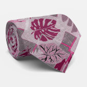 Cravate patchwork botanique tropical monochrome (Roulé)