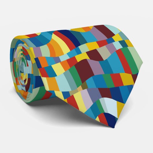 Cravate Patchwork couleur Wavy Abstrait 291020 (Roulé)