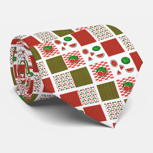 Cravate Patchwork de pastèque (Roulé)