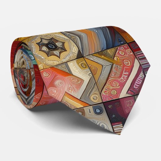 Cravate Patchwork d'inspiration africaine Hippie ethnique  (Roulé)