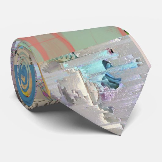 Cravate Patchwork Géométrique Traditionnel Mosaïque Glitch (Roulé)