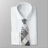 Cravate Patchwork monochrom noir gris blanc patc (Attaché)