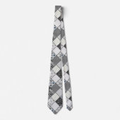 Cravate Patchwork monochrom noir gris blanc patc (Devant)
