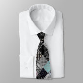 Cravate Patchwork monochrom noir gris blanc patc (Attaché)