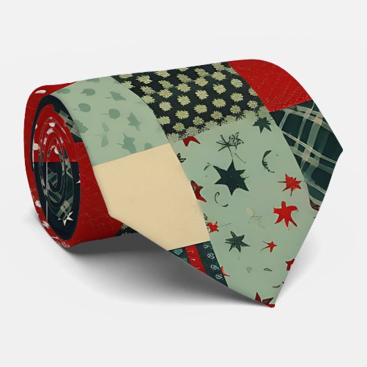 Cravate Patchwork Noël (Roulé)