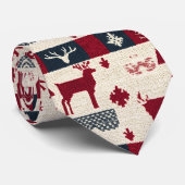 Cravate Patchwork nordique de Noël | Rennes (2) (Roulé)