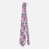 Cravate Patchwork rose gris marron de carrés (Devant)