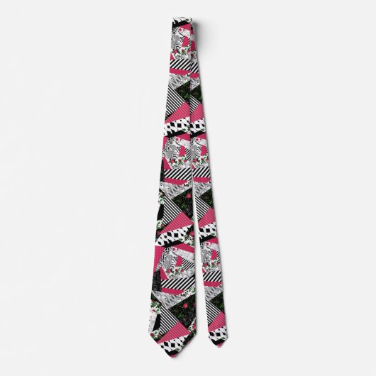 Cravate patchwork rouge, populaire, patchwork (Devant)