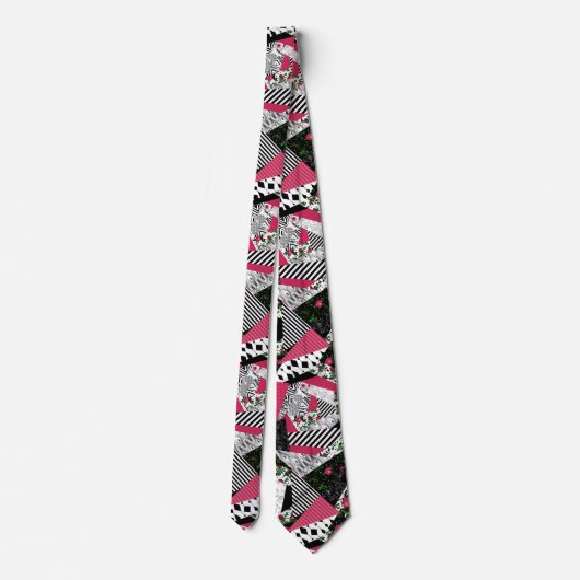 Cravate patchwork rouge, populaire, patchwork (Dos)
