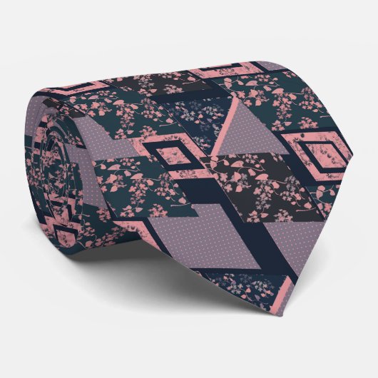 Cravate patchwork vintage rétro (Roulé)