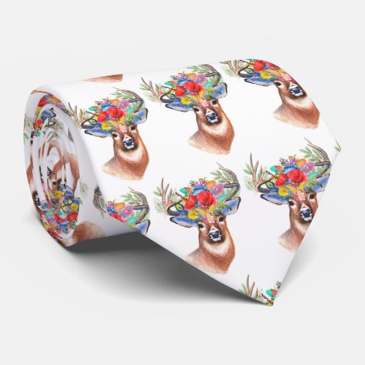 Cravate Paterna Flower Reindeer Christmas Magie (Roulé)