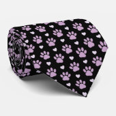 Cravate Pattern of paws, Dog paws, Lilac paws, Hearts (Roulé)