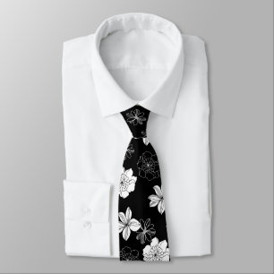 Cravate Patters de Black & White Floral