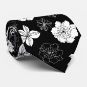 Cravate Patters de Black & White Floral (Roulé)
